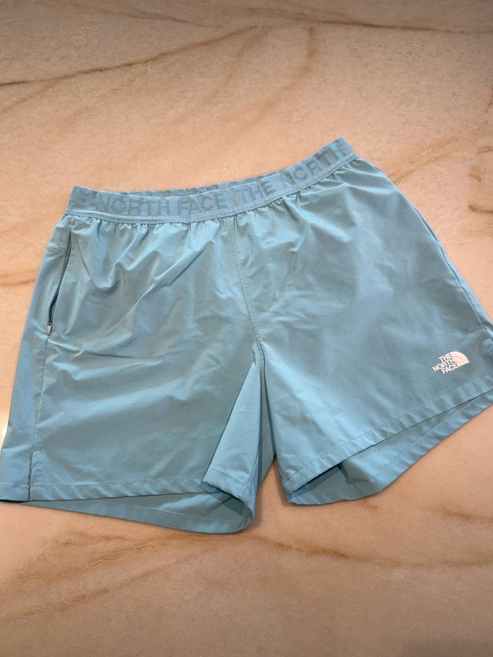The North Face Women’s Sky Blue/Green Athletic Lined Running Shorts